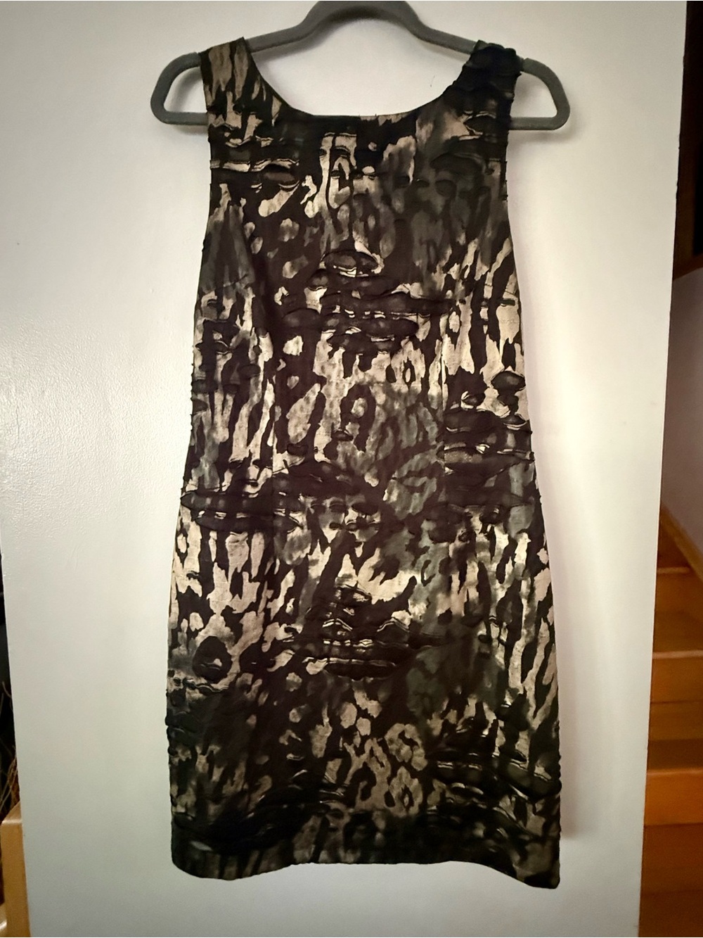 Frank Lyman Black Bronze Textured Slashed Cocktail Dress Made in Canada Sz 10